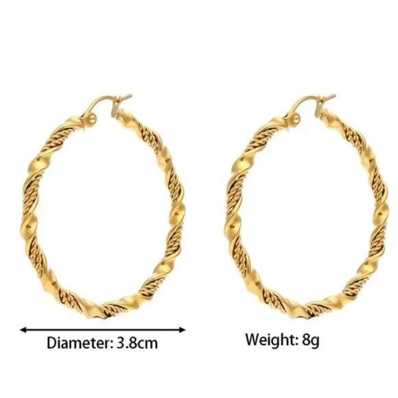 New Gold 18K Big Circle Hoop Earrings, NICE EARRINGS, CUTE EARRINGS - Picture 7 of 7